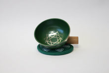 Load image into Gallery viewer, Portable Green Singing Bowl Gift Set with Mallet and Cushion Handcrafted from Nepal