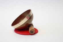 Load image into Gallery viewer, Portable Red Singing Bowl Gift Set with Mallet and Cushion Handcrafted from Nepal