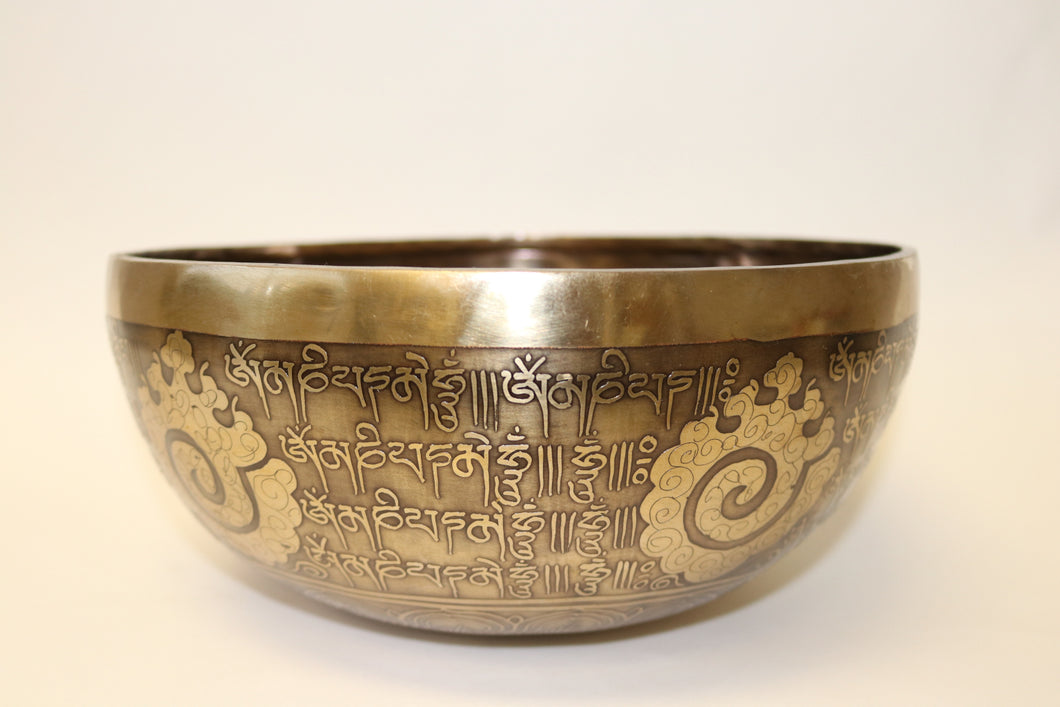 Tibetan Mantra Carving Singing Bowl Handcrafted from Nepal