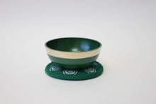 Load image into Gallery viewer, Portable Green Singing Bowl Gift Set with Mallet and Cushion Handcrafted from Nepal
